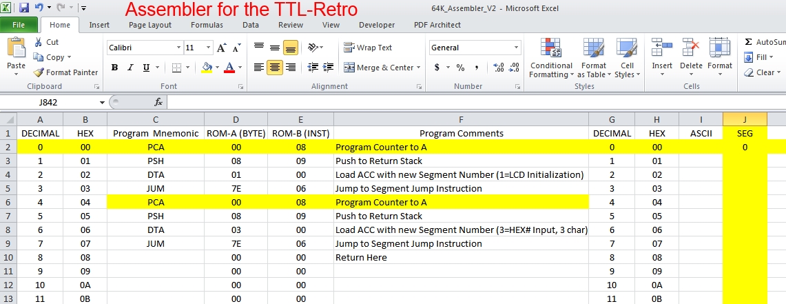 Excel Assembler for TTL-Retro