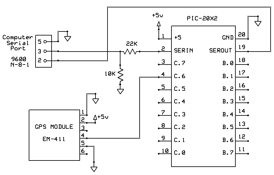 GPS Picaxe-20X2 Circuit Diagram