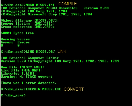 MASM Compile, Link & Convert
