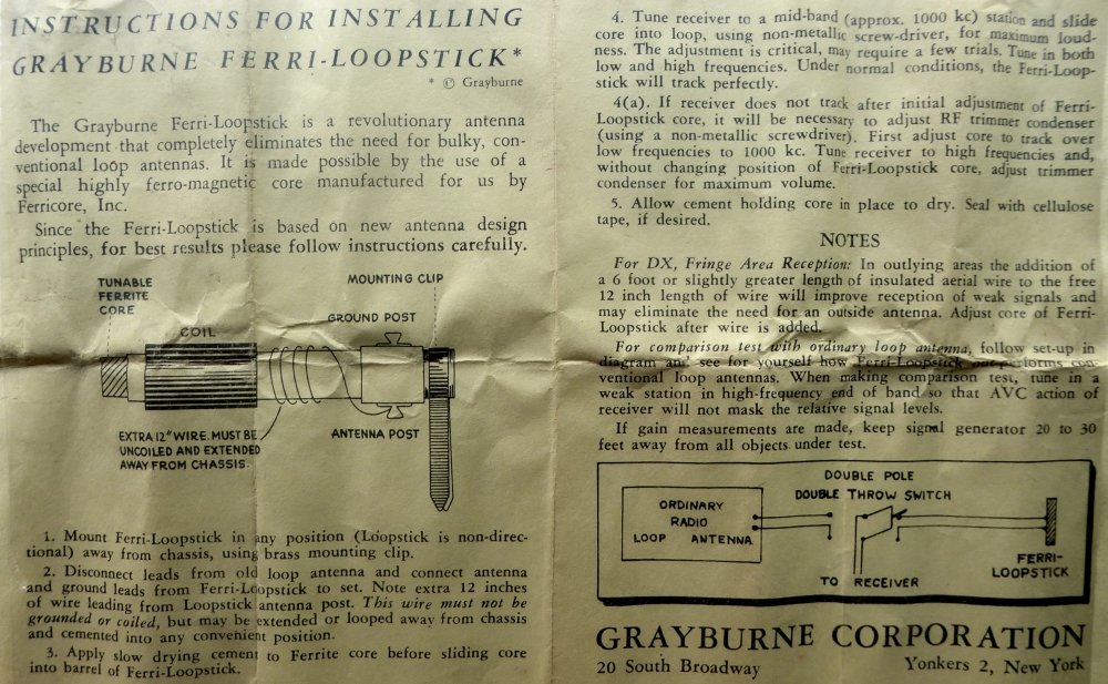 Ferrite Loopstick Antenna
              Instructions